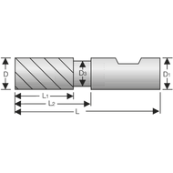 Alu-Schaftfräser VHM 45° 16mm L2=45mm Z=3 kurz, HB, scharfkantig, Spiegelschliff